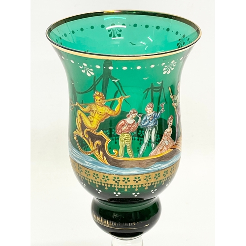 644 - A rare Giancarlo Begotti hand painted Art Glass stemmed goblet, designed for Murano, Italy. 1950’s-1... 