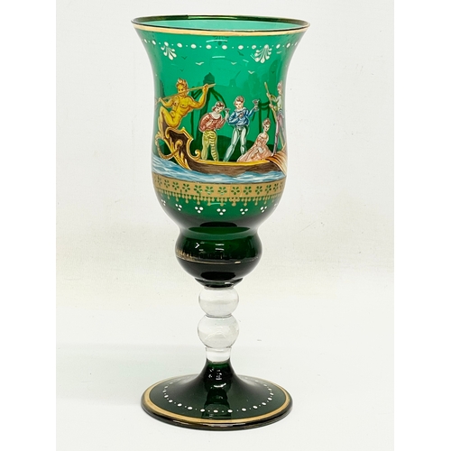 644 - A rare Giancarlo Begotti hand painted Art Glass stemmed goblet, designed for Murano, Italy. 1950’s-1... 