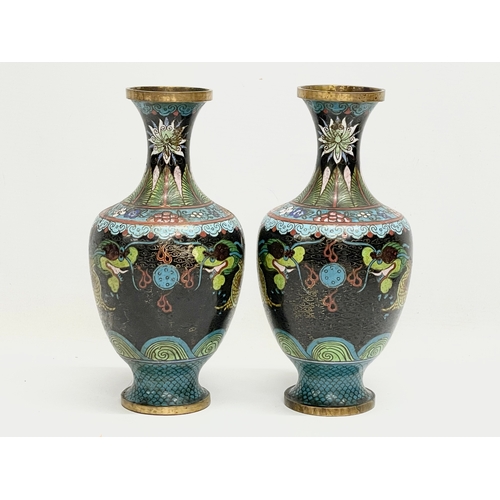 645 - A pair of late 19th century Cloisonné vases. 23cm.