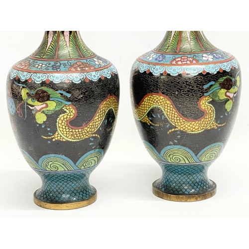 645 - A pair of late 19th century Cloisonné vases. 23cm.