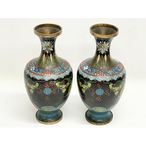 645 - A pair of late 19th century Cloisonné vases. 23cm.