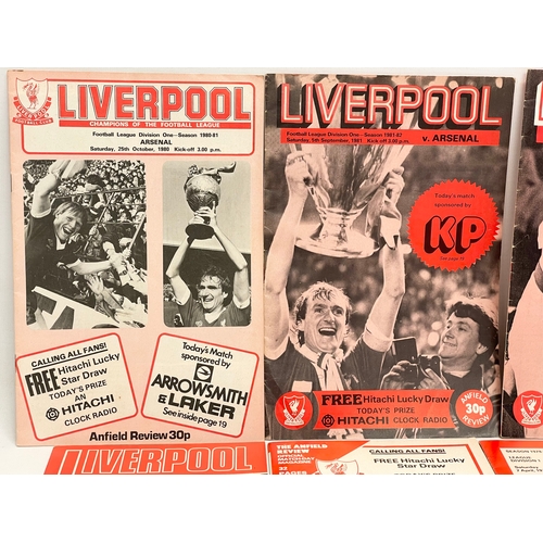 585A - A collection of vintage Liverpool Review football programmes. A 1981 Liverpool vs Arsenal Football L... 