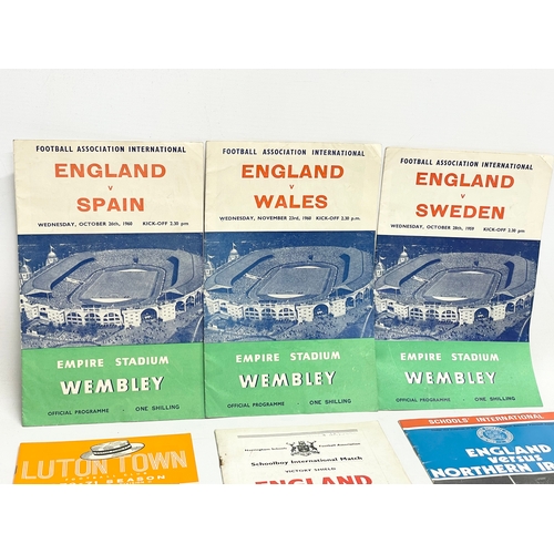 585B - A collection of vintage football programmes. 1960’s-1970’s. England vs Spain 1960. England vs Wales ... 