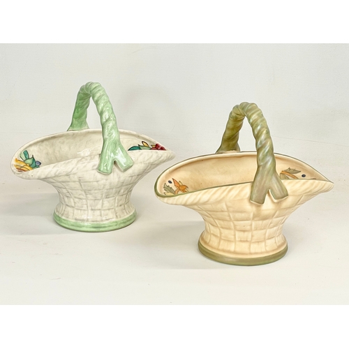 685 - 3 Charlotte Rhead pottery baskets, designed for Crown Ducal. 1930’s. 20.5x14x17.5cm