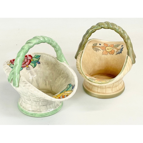 685 - 3 Charlotte Rhead pottery baskets, designed for Crown Ducal. 1930’s. 20.5x14x17.5cm