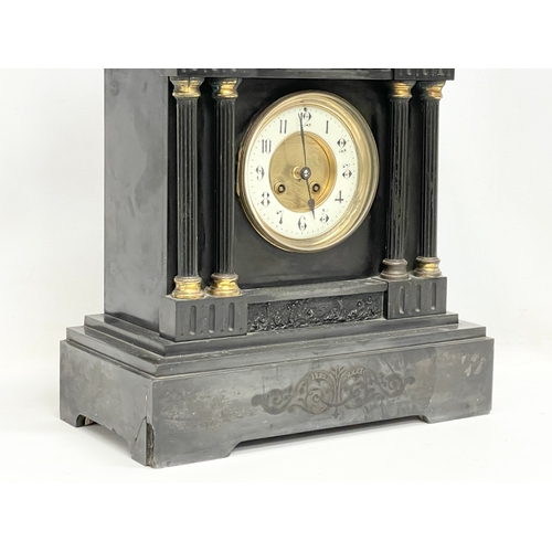 510 - A large Victorian slate mantle clock. 37x18x45cm