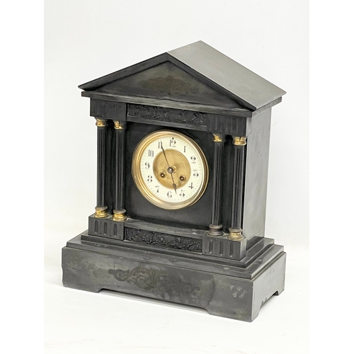 510 - A large Victorian slate mantle clock. 37x18x45cm