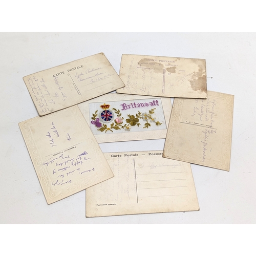 521D - 6 First World War embroidered silk postcards