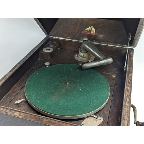 585Y - A vintage His Master's Voice tabletop gramophone. 39.5x49x34cm