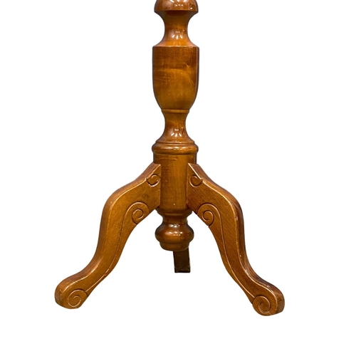 28 - A tall inlaid jardiniere stand with pedestal base. 102cm