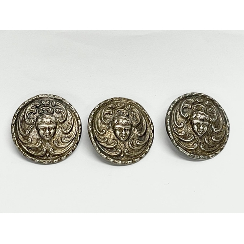 796 - 3 19th century ornate silver buttons