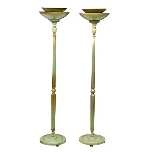 1618 - A pair of tall vintage gilt wood floor lamps.  173.5cm