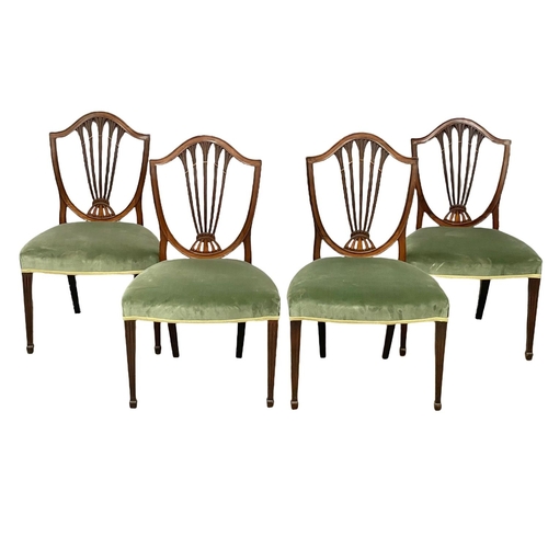 1622 - A set of 4 late 19th century George III style mahogany Hepplewhite style dining chairs. Circa 1880