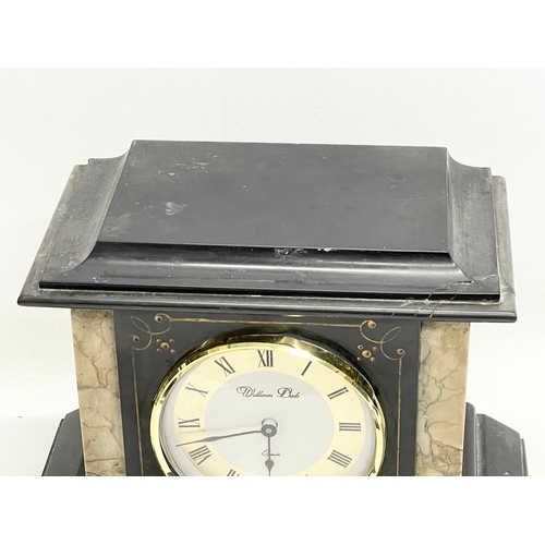 2 - A Victorian slate and marble clock case. 24.5x14x21cm