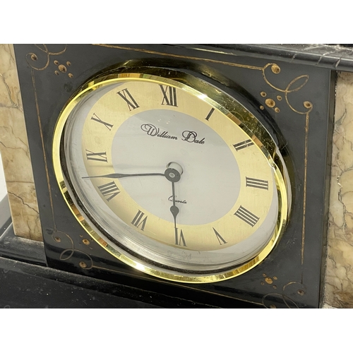 2 - A Victorian slate and marble clock case. 24.5x14x21cm