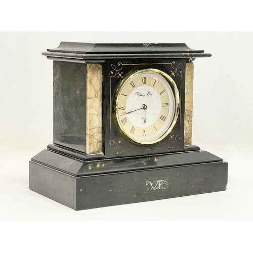 2 - A Victorian slate and marble clock case. 24.5x14x21cm