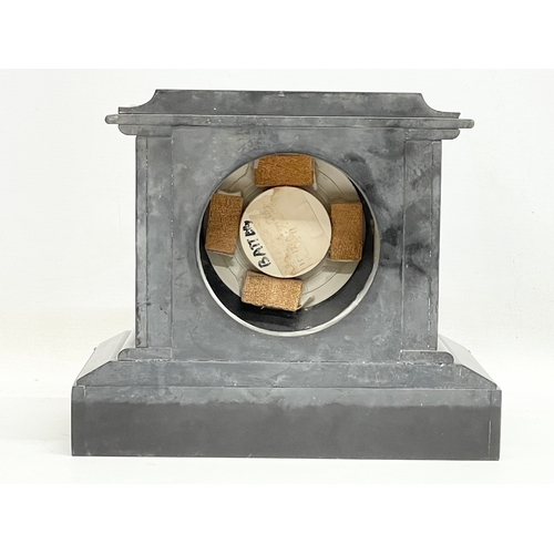 2 - A Victorian slate and marble clock case. 24.5x14x21cm