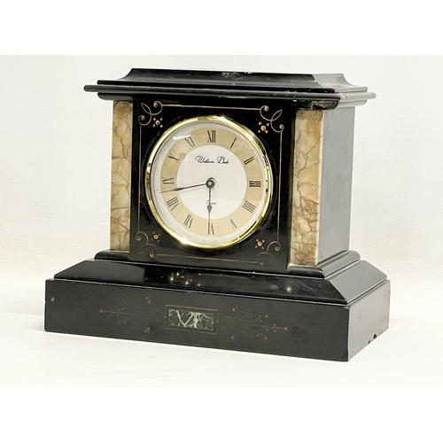 2 - A Victorian slate and marble clock case. 24.5x14x21cm