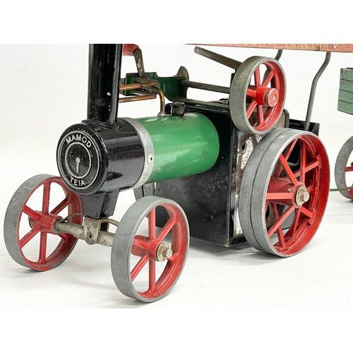 136 - A Mamod Steam Tractor and trailer 58cm