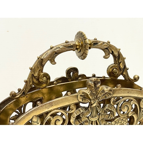 7 - A large Victorian ornate brass desktop stationary letter holder. 31x13x27cm.