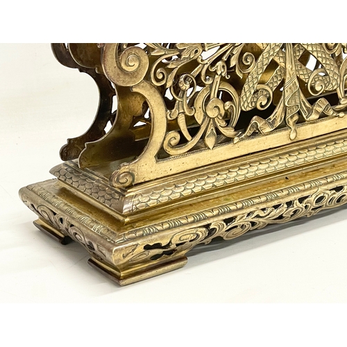 7 - A large Victorian ornate brass desktop stationary letter holder. 31x13x27cm.