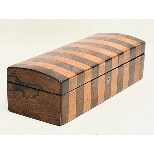 8 - A Victorian Rosewood and Satin Wood box. 24x9x6.5cm