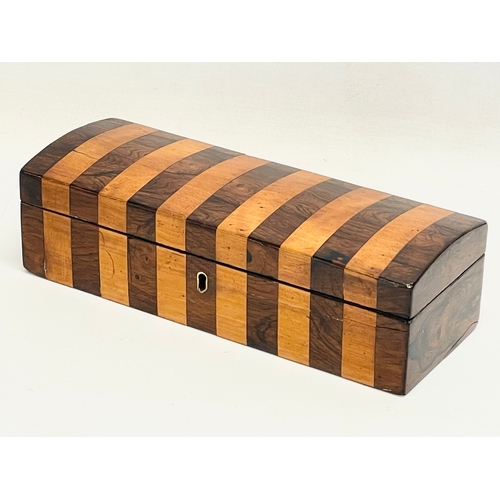 8 - A Victorian Rosewood and Satin Wood box. 24x9x6.5cm