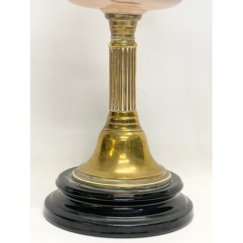 36 - A Victorian double burner oil lamp. 64cm.