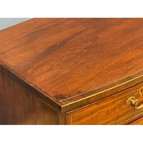 1621 - A George III inlaid mahogany bow front chest of drawers with brass drop handles. Circa 1790-1800. Wi... 