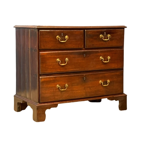 1619 - A fine proportioned George III mahogany chest of drawers with brass drop handles on bracket feet. Ci... 