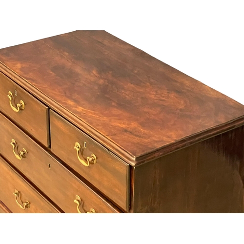 1619 - A fine proportioned George III mahogany chest of drawers with brass drop handles on bracket feet. Ci... 