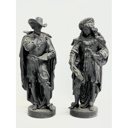 255 - A pair of large late 19th century spelter figures. 38cm