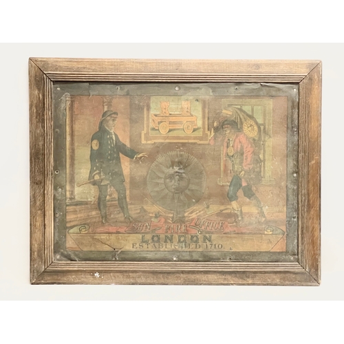 16 - A 19th century Sun Fire Office Insurance tin advertising sign, in a 19th century oak frame. Establis... 