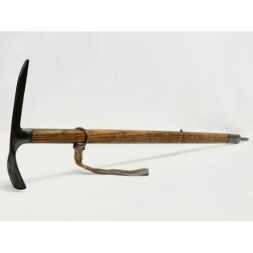 17 - An early 20th century Stubai Aschenbrenner Mountaineers Ice Pick. Austria. 84cm.