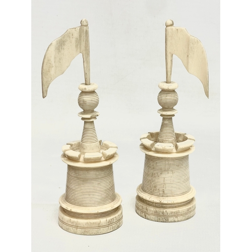 18 - A 19th century carved bone chess set.