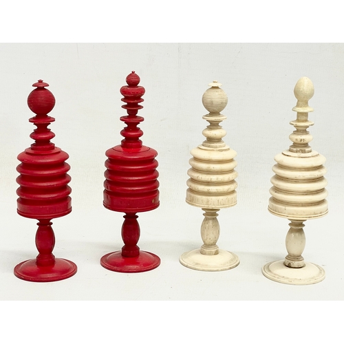 18 - A 19th century carved bone chess set.