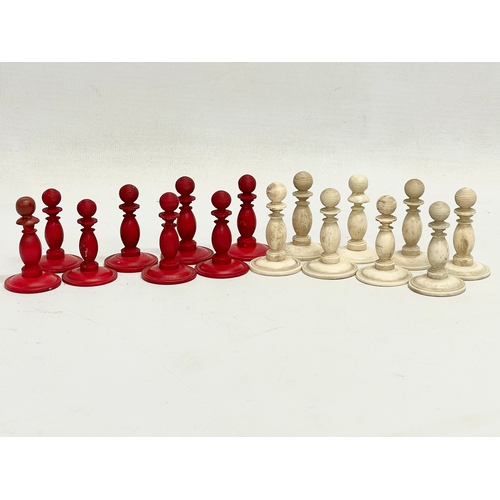 18 - A 19th century carved bone chess set.