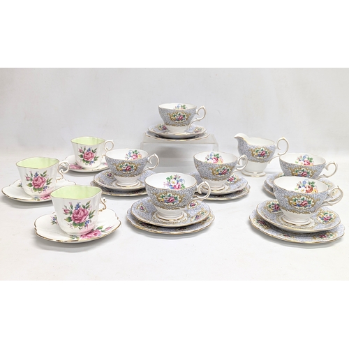 834 - A set of 6 Gainsborough Queen Anne teacups and saucers with a set of 3 Aynsley teacups and saucers.