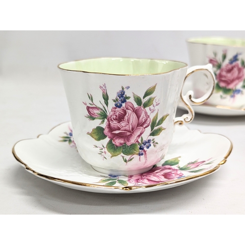 834 - A set of 6 Gainsborough Queen Anne teacups and saucers with a set of 3 Aynsley teacups and saucers.