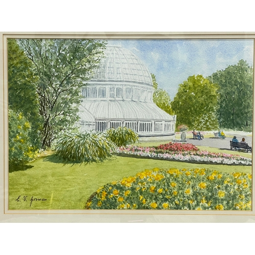 177 - A watercolour painting by E. V. Gorman. Botanic Gardens. Painting measures 33x23cm. Frame 55x44cm.