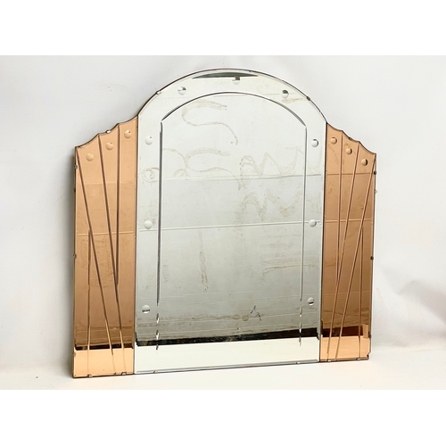 52 - A large 1930’s Art Deco stained glass mirror. 89x84cm