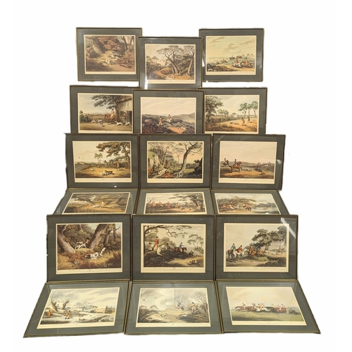 57 - A set of 18 large vintage hunting prints. 58x47.5cm