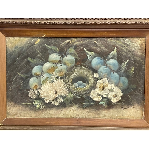 85 - 2 Still Life oil paintings by Evelyn Cheston (1875-1929) paintings measure 49x29cm. Frame 65x44.5cm.