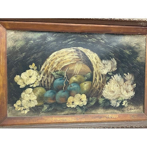 85 - 2 Still Life oil paintings by Evelyn Cheston (1875-1929) paintings measure 49x29cm. Frame 65x44.5cm.