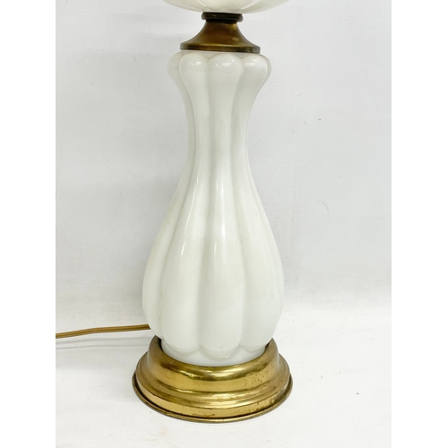 104 - A large early 20th century Milk Glass table lamp. 76cm