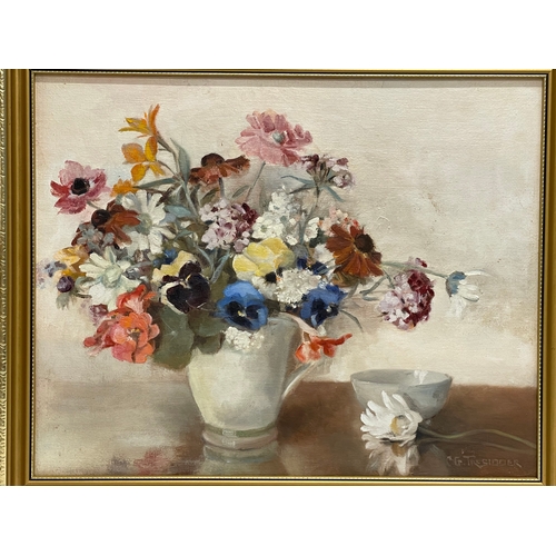 112 - A Still Life oil painting by C.G Tresidder. Painting measures 49.5x39.5cm. Frame 56x46cm.