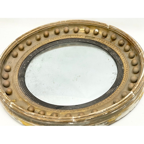 64 - A large Regency period gilt framed convex mirror. Circa 1810-1820. 59cm.