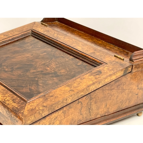 65 - A Victorian style Burr Walnut writing slope. 37x34x15cm