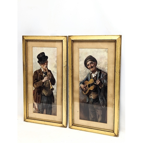 481 - A pair of late 19th century gilt framed continental prints. 32.5x59.5cm