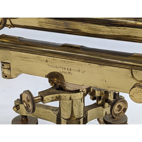 26 - A late 19th century brass Theodolite by Troughton & Simms Ltd, London. 41.5x22cm